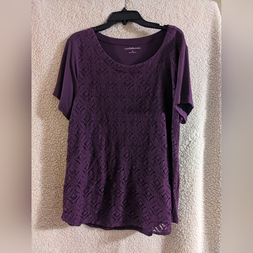 Croft & Barrow Purple Short Sleeve Shirt